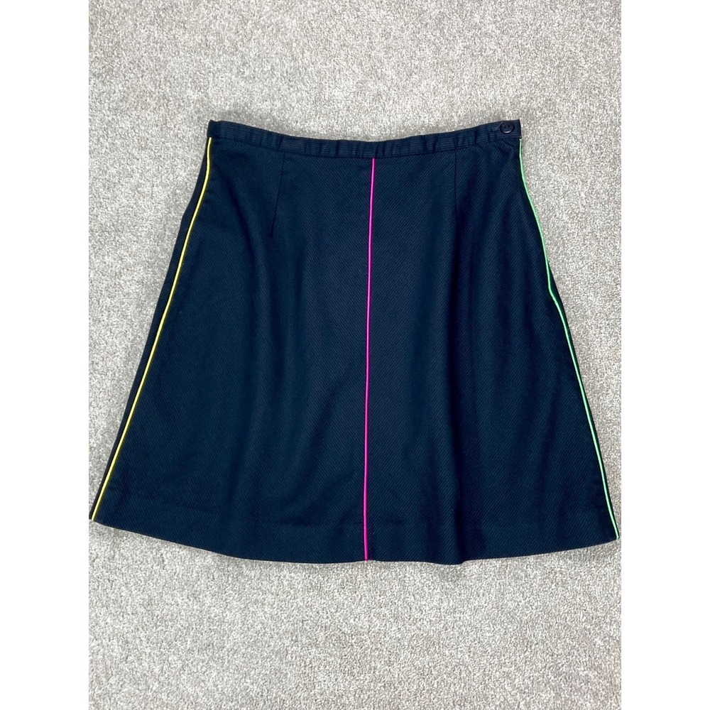 Lilly Pulitzer Vintage Neon Piping A Line Skirt Womens Sz 8 Black Dark Romantic